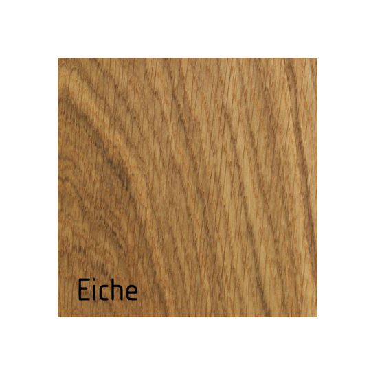 Ein quadratisches Muster des buchenblau Regalwürfel Massivholz in den Maßen 29 x 29 cm in Eiche natur mit hellbrauner Maserung. Unten links ist „Eiche“ in Schwarz aufgedruckt – perfekt für Aufbewahrungswürfel oder Wandregale.